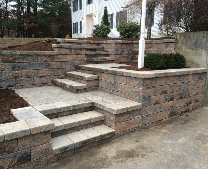 Techo Bloc Retaining Walls and Staircase