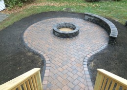 Techo-Bloc Patio, Fire Pit, and Seating Wall