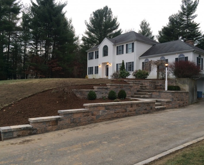 Techo Bloc Retaining Walls and Staircase